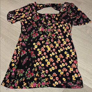 Floral Black Dress with Multicolor Flowers